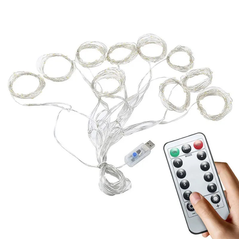 guirlande lumineuse led blanc chaud points lumineux réguliers moderne clips télécommande câble usb vacances