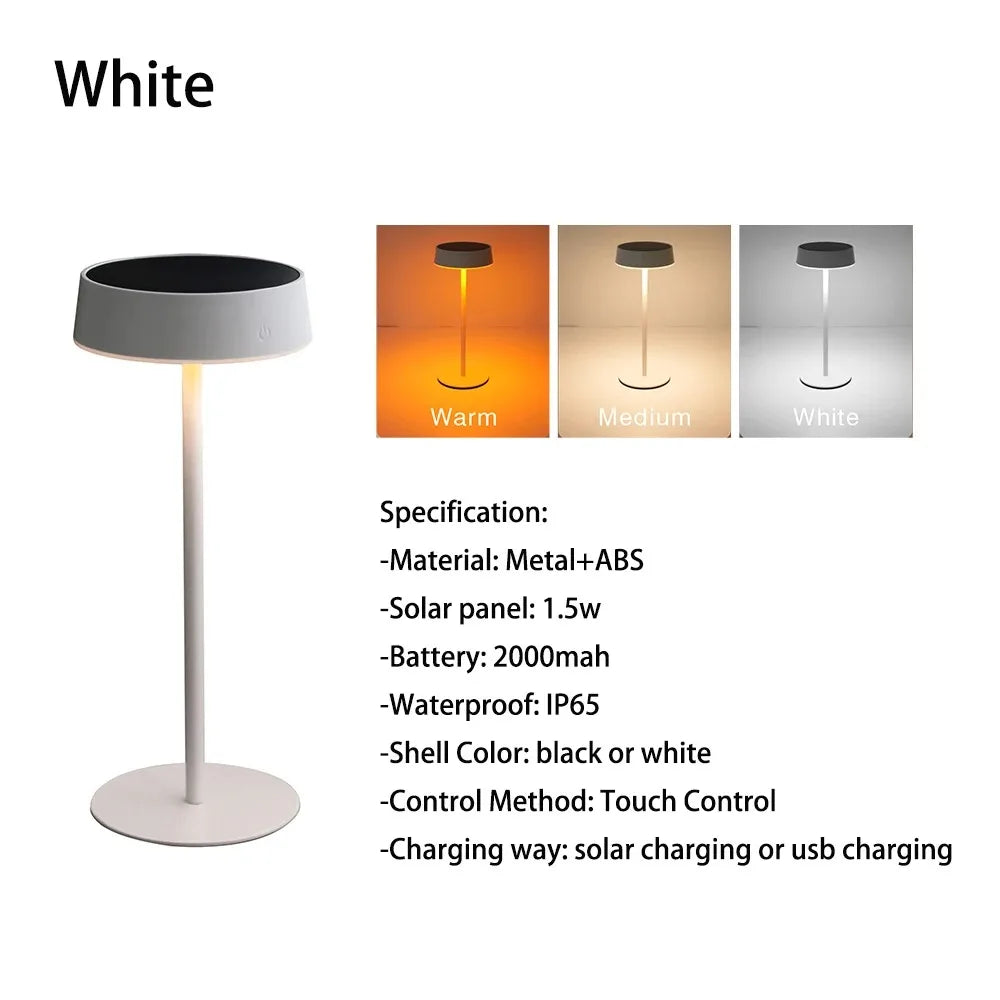 lampe solaire noire moderne panneau solaire usb charge tactile anti dérapante led