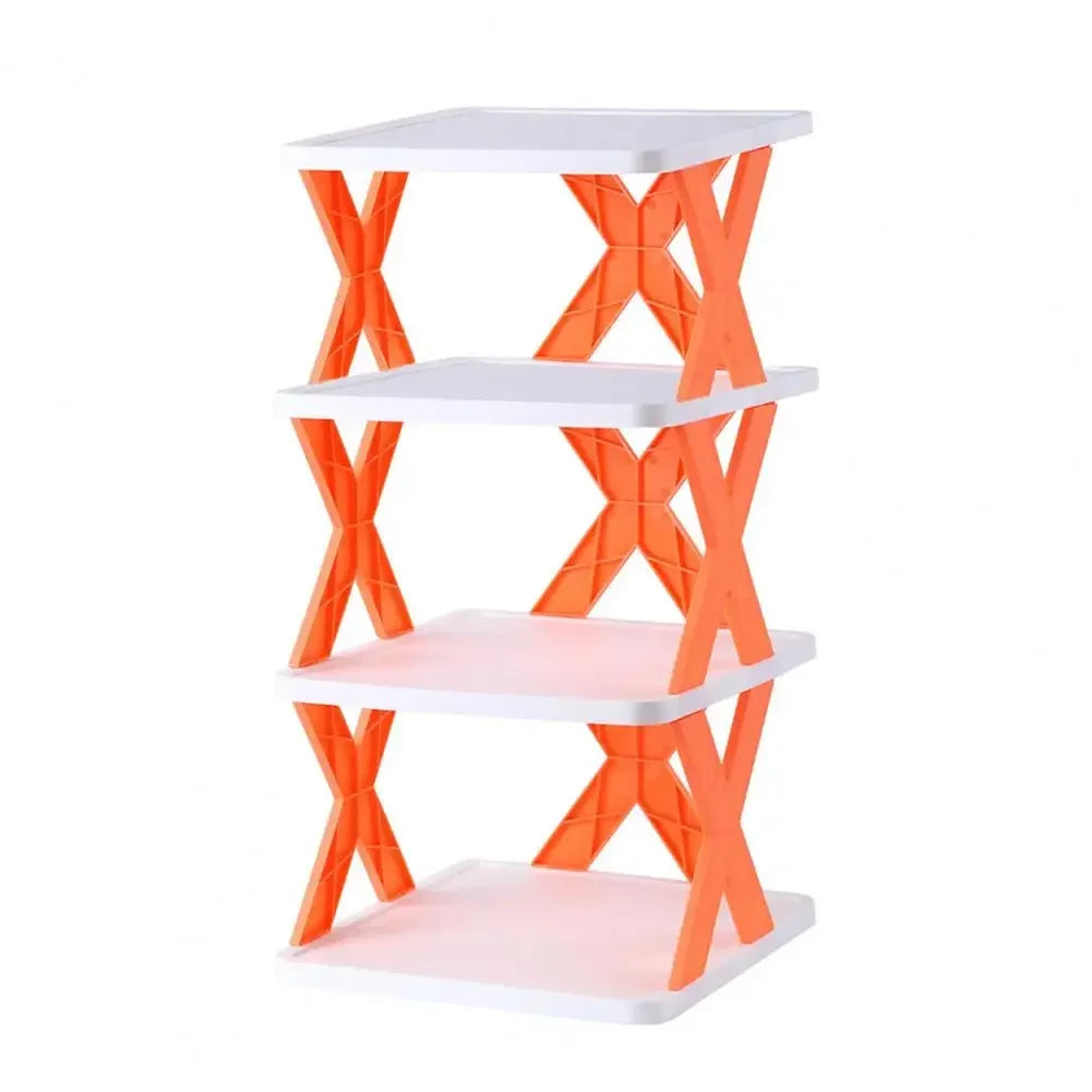 étagère pliante chaussures moderne minimaliste blanc vert orange rose gris croix plastique