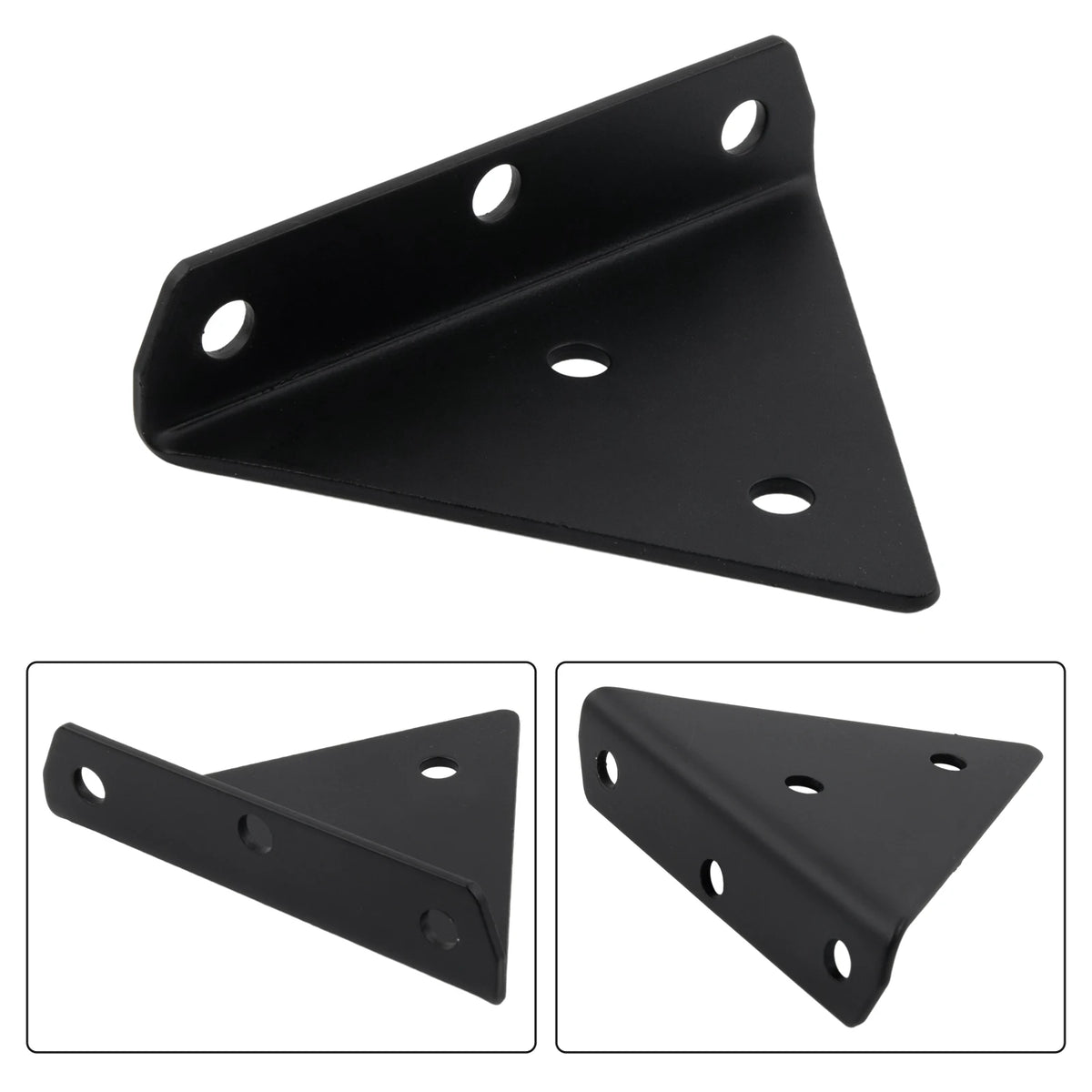 Support d'étagère triangulaire invisible en acier gris sur mur blanc