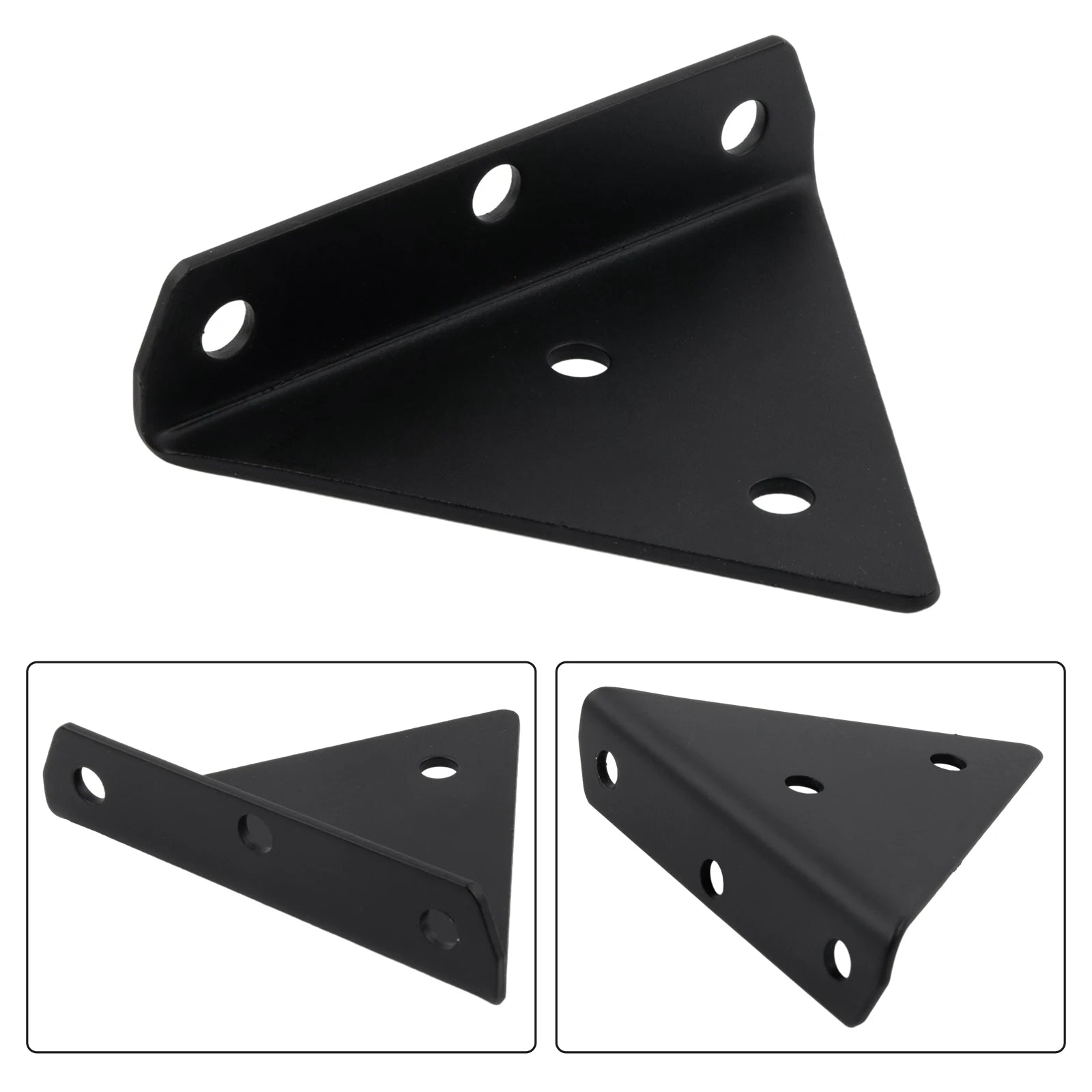 Support d'étagère triangulaire invisible en acier gris sur mur blanc