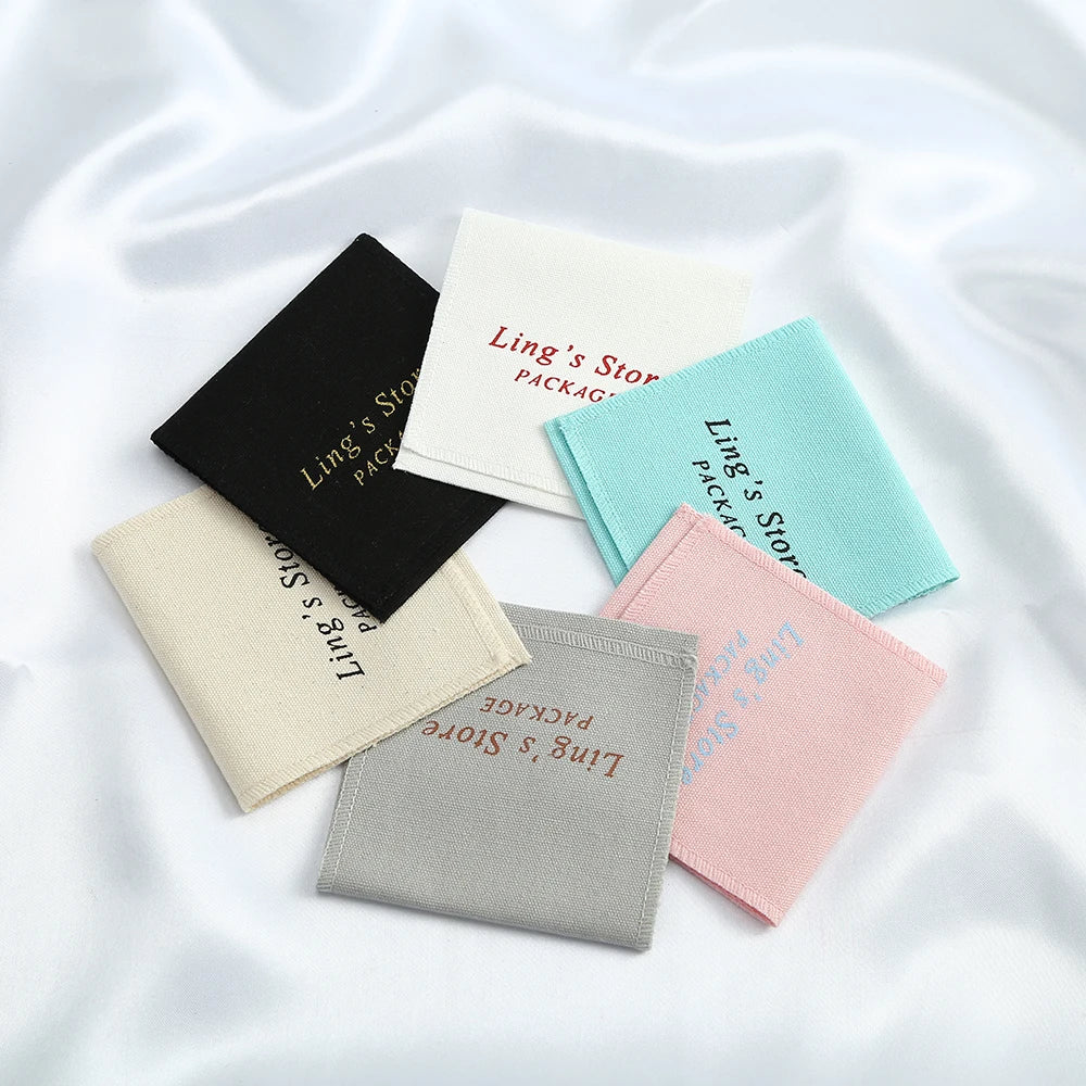 étiquettes produit toile lin noir rose gris beige bleu classique 8x8cm personnalisables logo imprimé