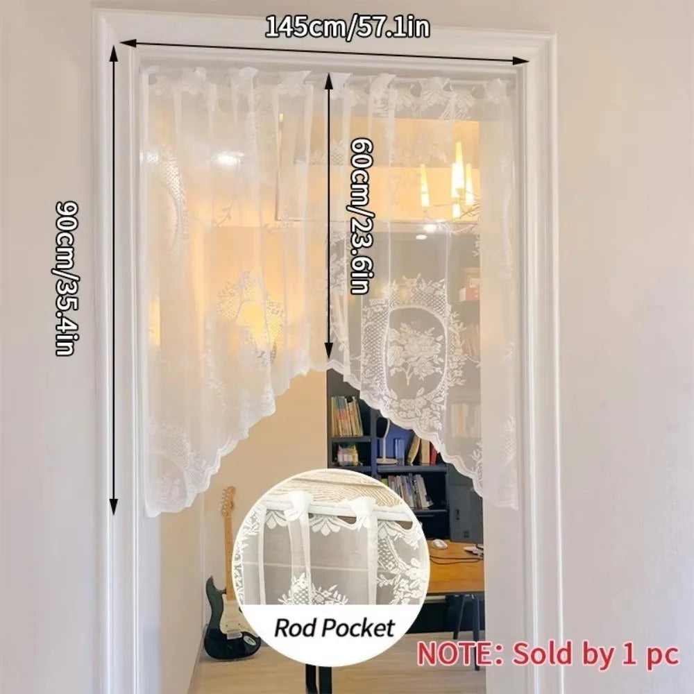 rideau blanc floral transparent poche tringle moderne décoration maison vintage