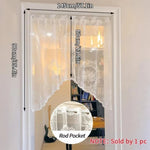 rideau blanc floral transparent poche tringle moderne décoration maison vintage