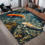 tapis moderne microfibre ondulations eau turquoise bleu vert noir salon chambre