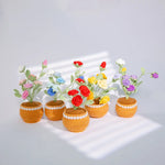 décoration maison bouquet fleurs crochetées pots couleur rose fleur miniature décorative champêtre artisanal