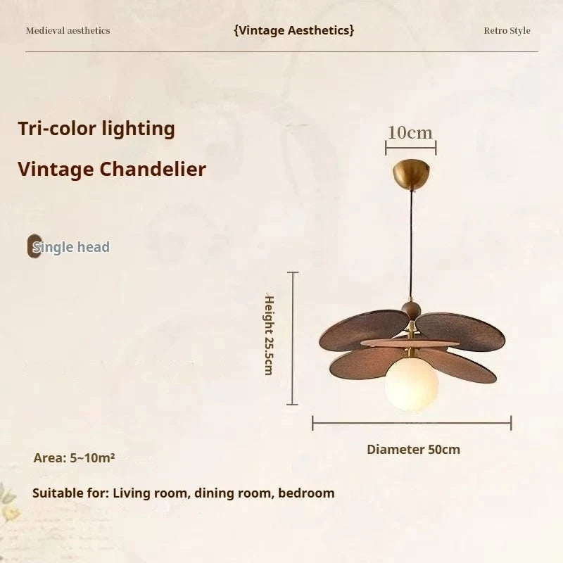 ventilateur suspendu moderne marron clair lames bois sphères translucides minimaliste