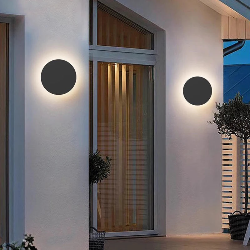 applique murale led moderne ronde extérieure imperméable aluminium noir blanc