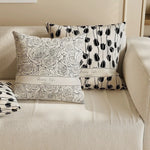 housse coussin moderne motif floral polyester respectueux environnement blanc noir fixations