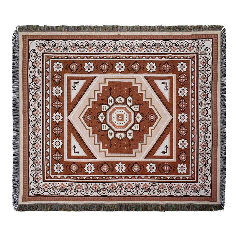 couverture pique nique tigre moderne motif monstera coton gris orange noir vert
