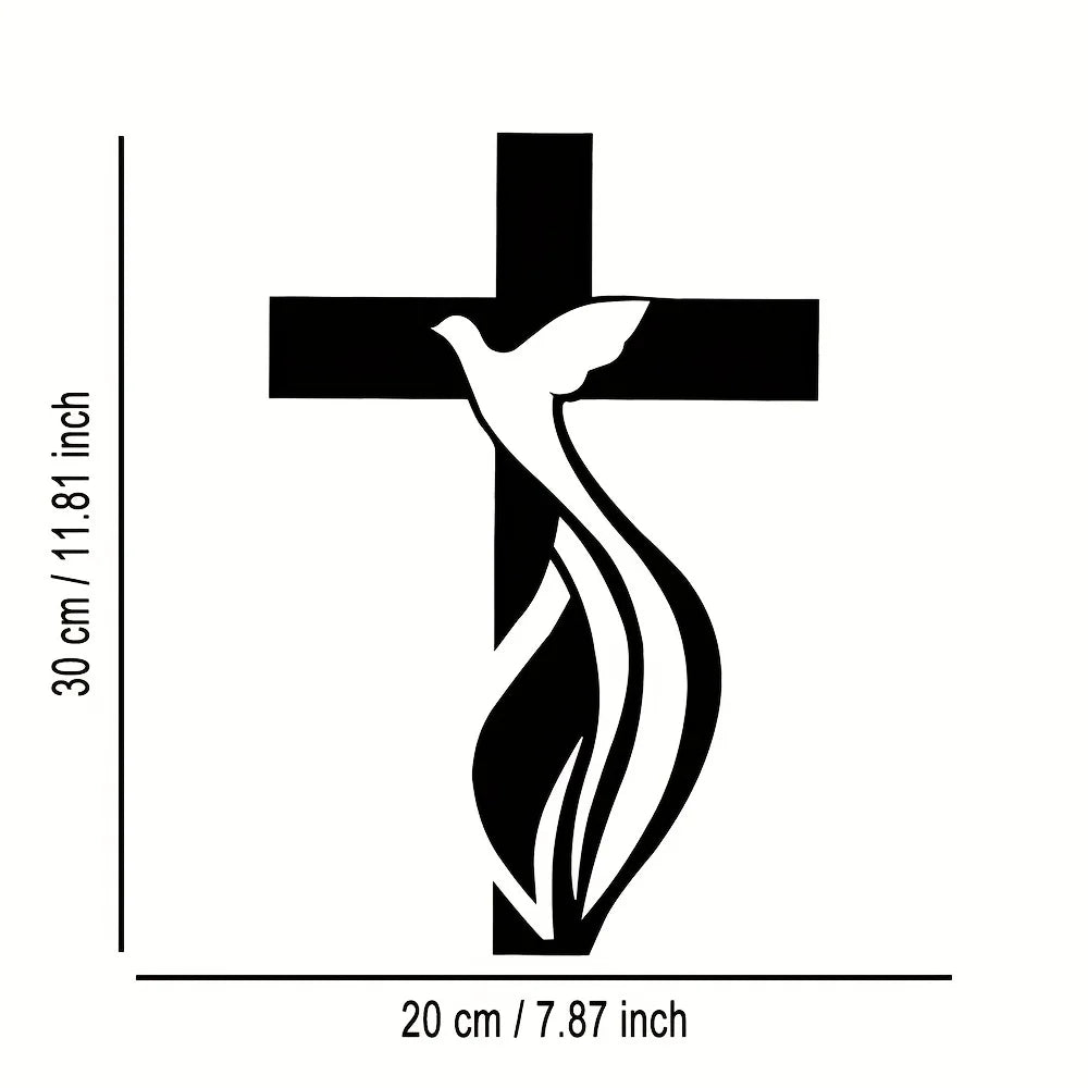 décoration murale croix oiseau flamme moderne minimaliste adhésif noir blanc symboliqueintérieur