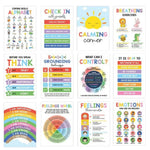 affiches pédagogiques multicolores graphiques adhésives émotions classes enfants 25x35cm 12 pièces éducatives illustrations variées