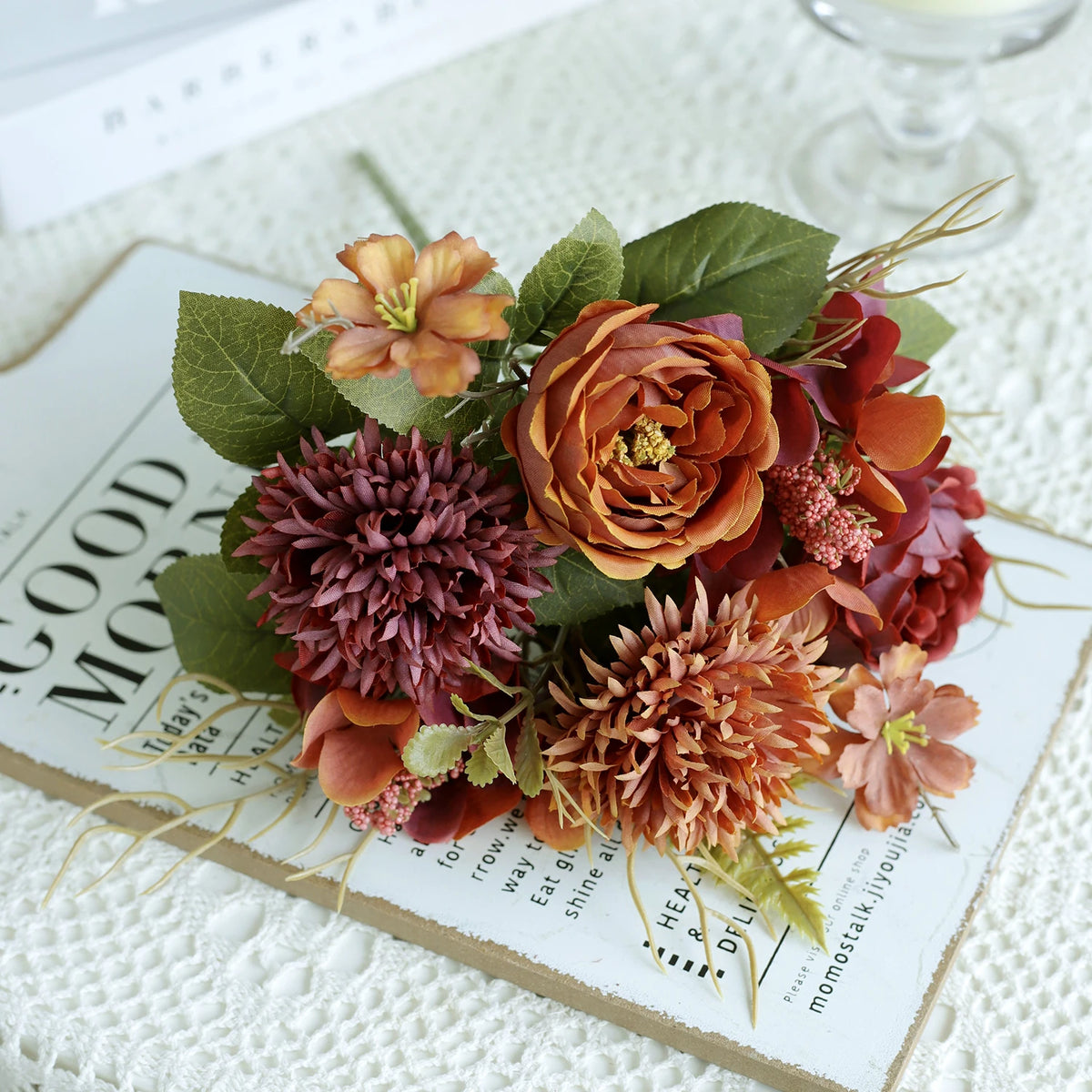 bouquet fleurs artificielles soie rose blanc mariage décoration intérieure classique anniversaire baby shower