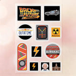 stickers réfléchissants retour futur multicolore delorean capaciteur plutonium pop art retro moto vélo