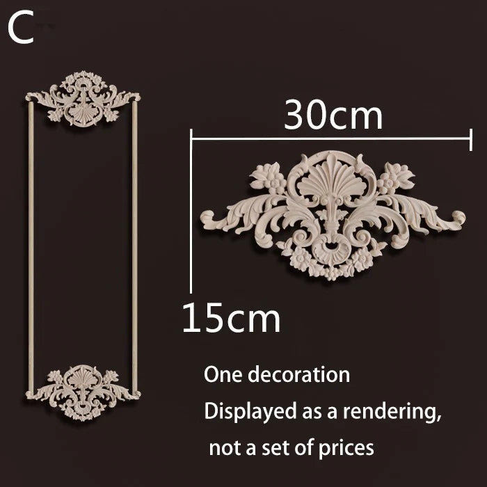 ornement mural bois blanc sculpture baroque fleurs motif classique décoration maison ancien décor