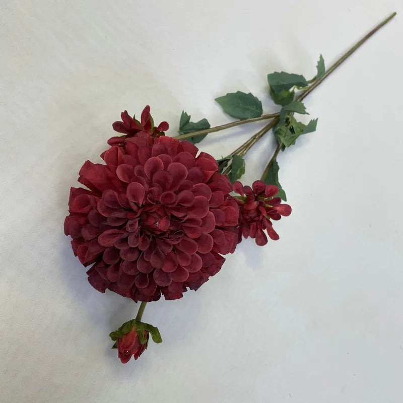 bouquet fleurs artificielles dahlias orange rouge violet intérieur décoration moderne minimaliste
