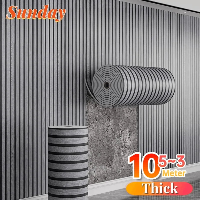 panneau décoratif autoadhésif moderne rayures horizontales gris noir résistant humidité cuisine chambre