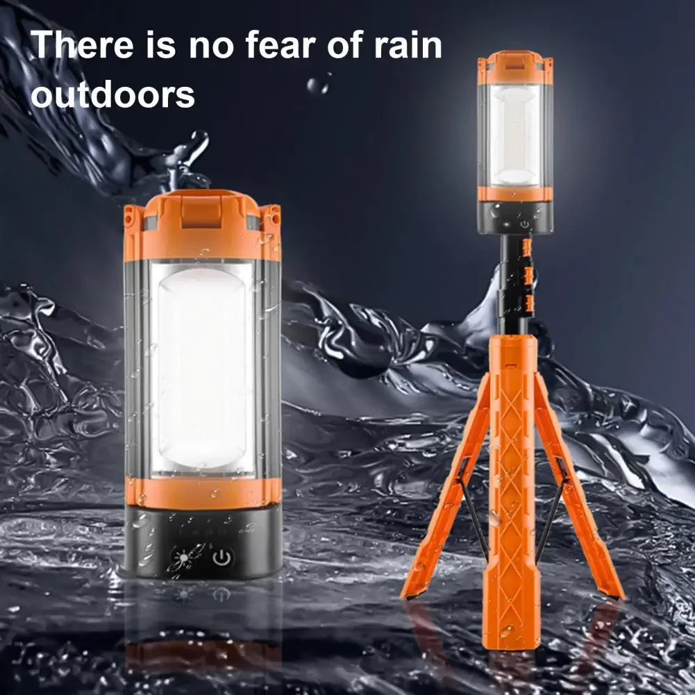 lampe camping portable led rechargeable orange noir pied télescopique mode moderne antidérapant