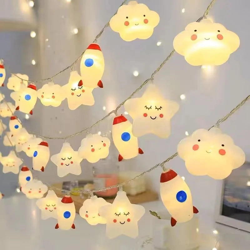 guirlande lumineuse étoiles arc ciel nuages festives enfantines leds colorées chambre enfants