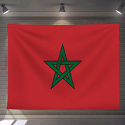 décoration murale drapeau maroc rouge vert étoile moderne tapisserie polyester