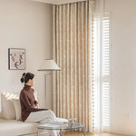 rideau beige floral brodé classique romantique salon chambre maison tissu épais opaque