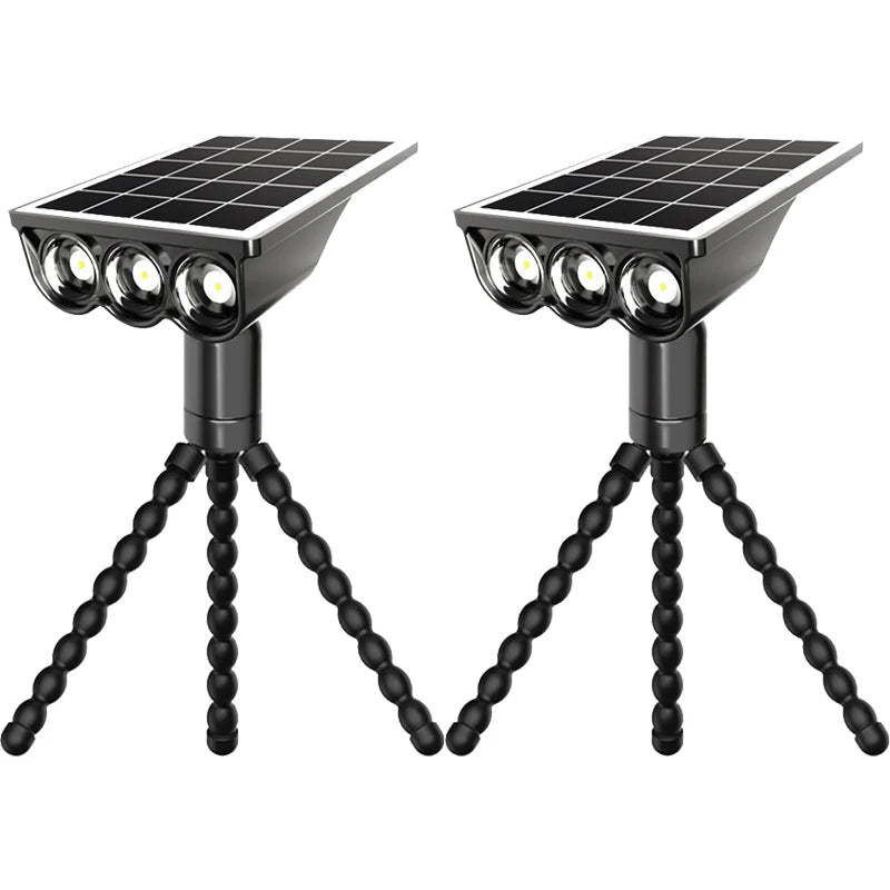 projecteur solaire led moderne fixe tentacules ip65 extérieur noir lumiere jardin