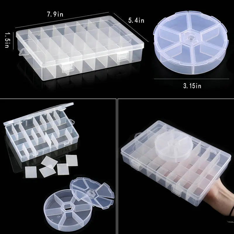 boîte rangement bijoux transparente plastique compartimentée organisateur boucles d'oreille accessoires petits objets