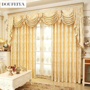 rideau floral orné beige doré semi transparent volants salon chambre