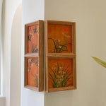 cadre mural bois foncé illustrations fleurs oiseaux classique fixations haute qualité vintage