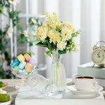 vases transparents striés fleurs artificielles bouquet décoration table moderne maison mariage