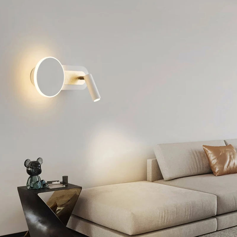 lampe murale moderne blanc noir éclairage circulaire faisceau lumineux minimaliste chambre salon