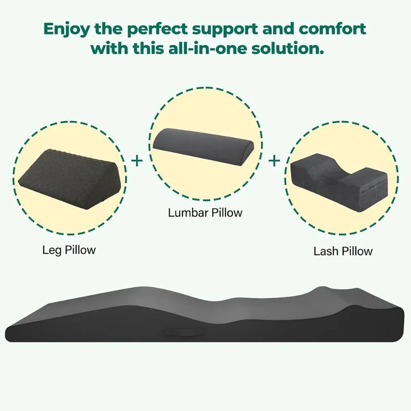 coussin ergonomique noir lit maquillage lombaire jambes massage relaxation salon spa