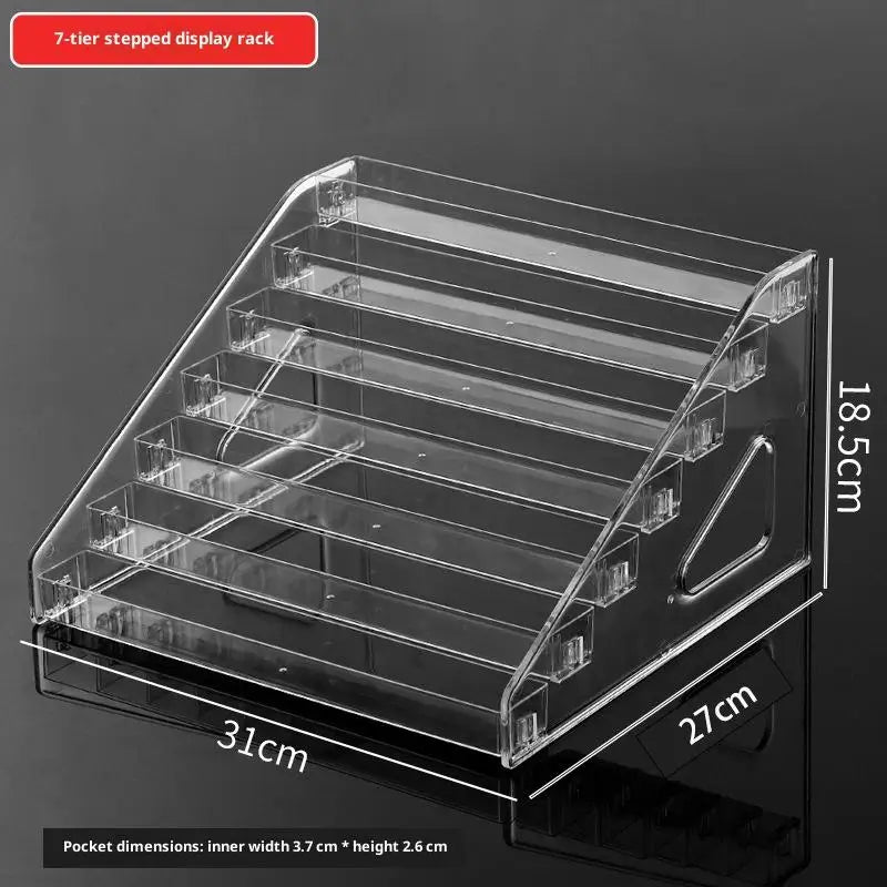 présentoir étagère transparent clips moderne rangement cosmétique ongles produits variés