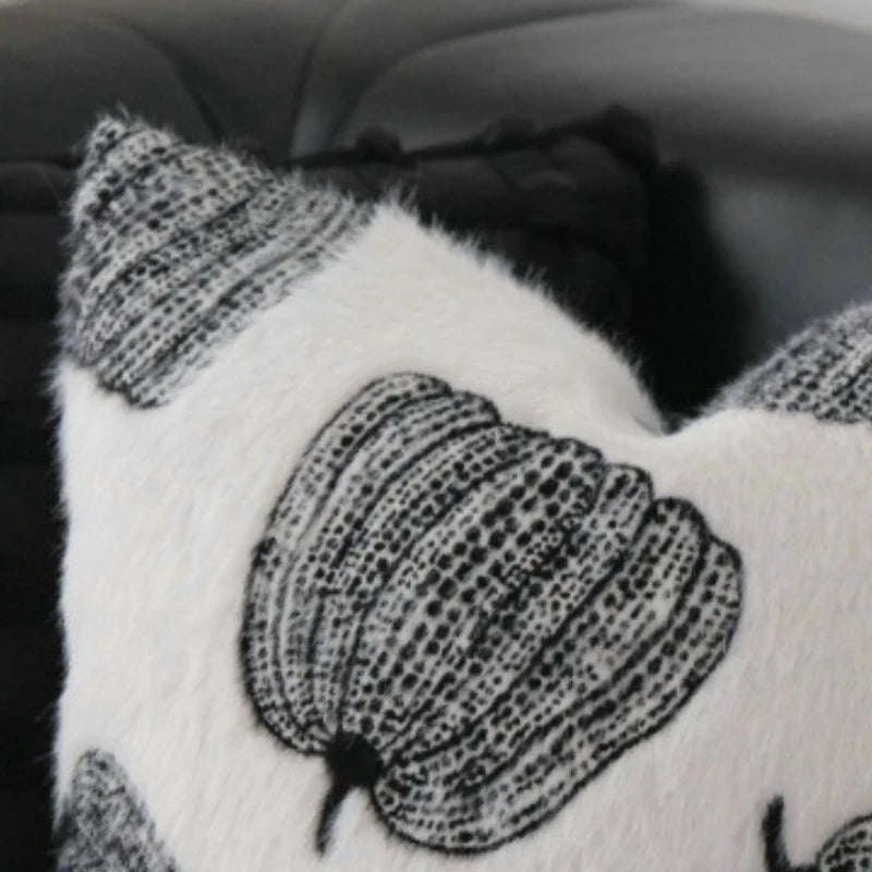 coussin brodé pommes noir blanc housses d'oreiller polyester moderne décoration intérieure 45x45cm 30x50cm voiture