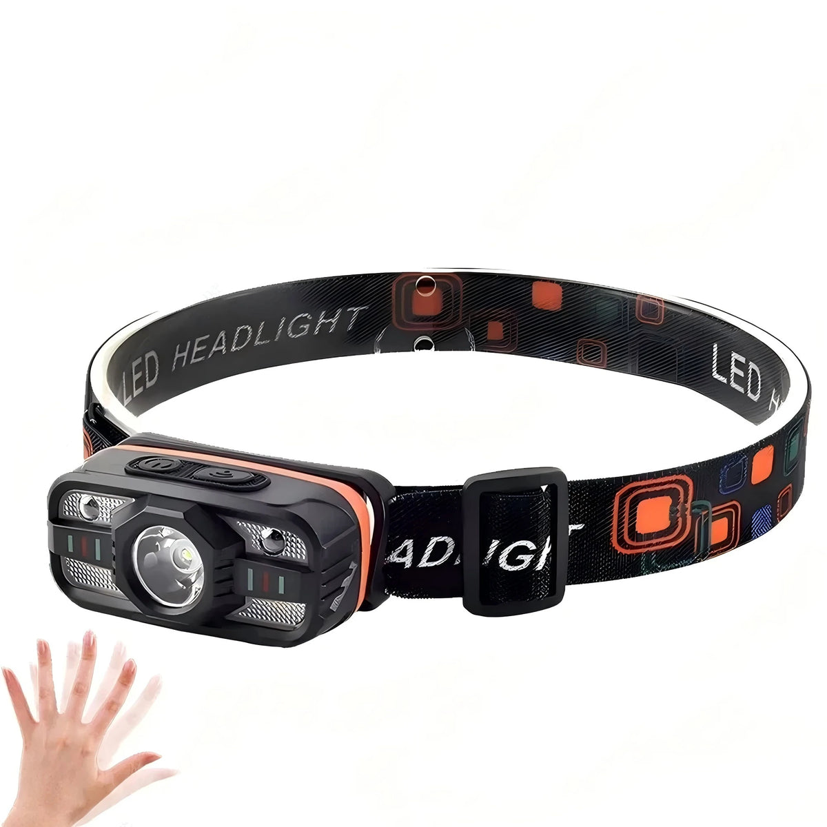lampe frontale led rechargeable modes noir bande elasto moderne camping