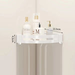 étagère salle bain blanc moderne adhésive shampooing gel douche lotion parfum verre boucles d'oreilles