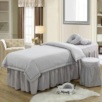 Lot de 5 pièces couvre-lit matelassé king size gris clair