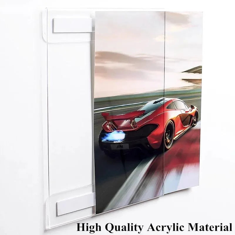 cadre acrylique transparent moderne clips poster voiture sportif a4 horizontal vertical
