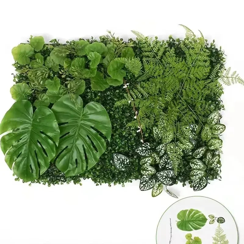 panneau mural plante artificielle feuilles vertes fleurs décoration jardin intérieur extérieur mur végétal naturel