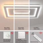 plafonnier led moderne blanc rectangulaire carrés superposés intérieur salon chambre coucher