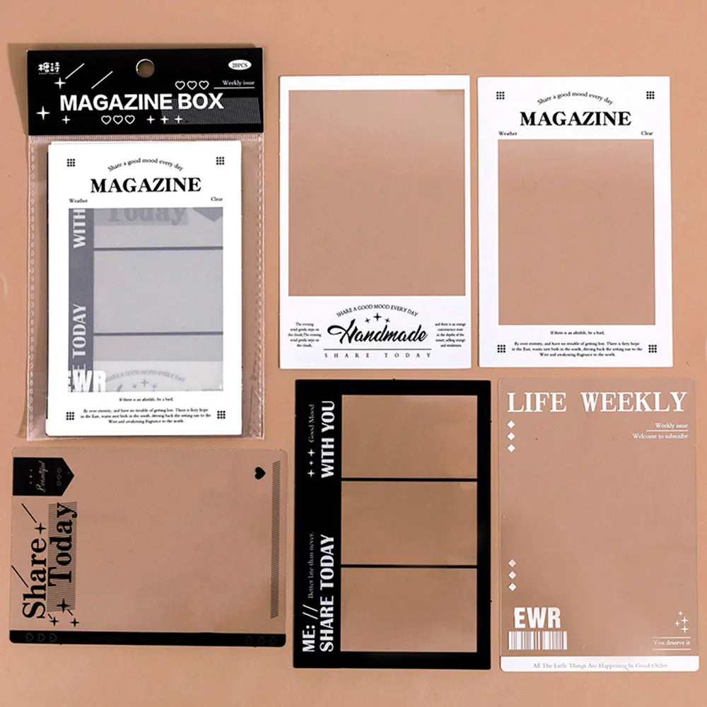 cadres photo vintage transparents motifs film musique papier scrapbooking boîte magazine clips adhésifs