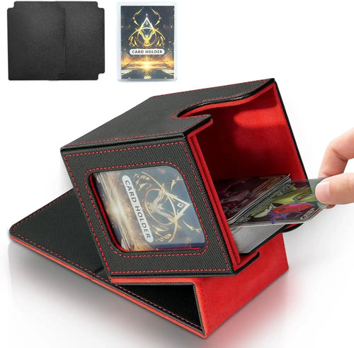 boîte cartes noire moderne simili cuir intérieure transparente cartes jeu dés