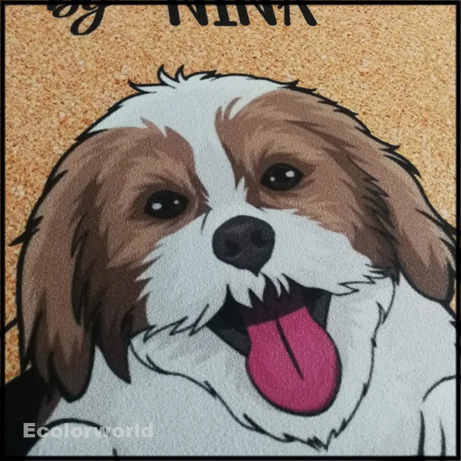 Tapis décoratif avec design chat et chien en gros plan
