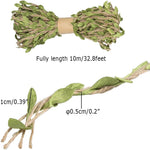 ruban tressé feuilles vertes artisanal 10m polyestere jute decoration mariage garden diycraft vert rouge
