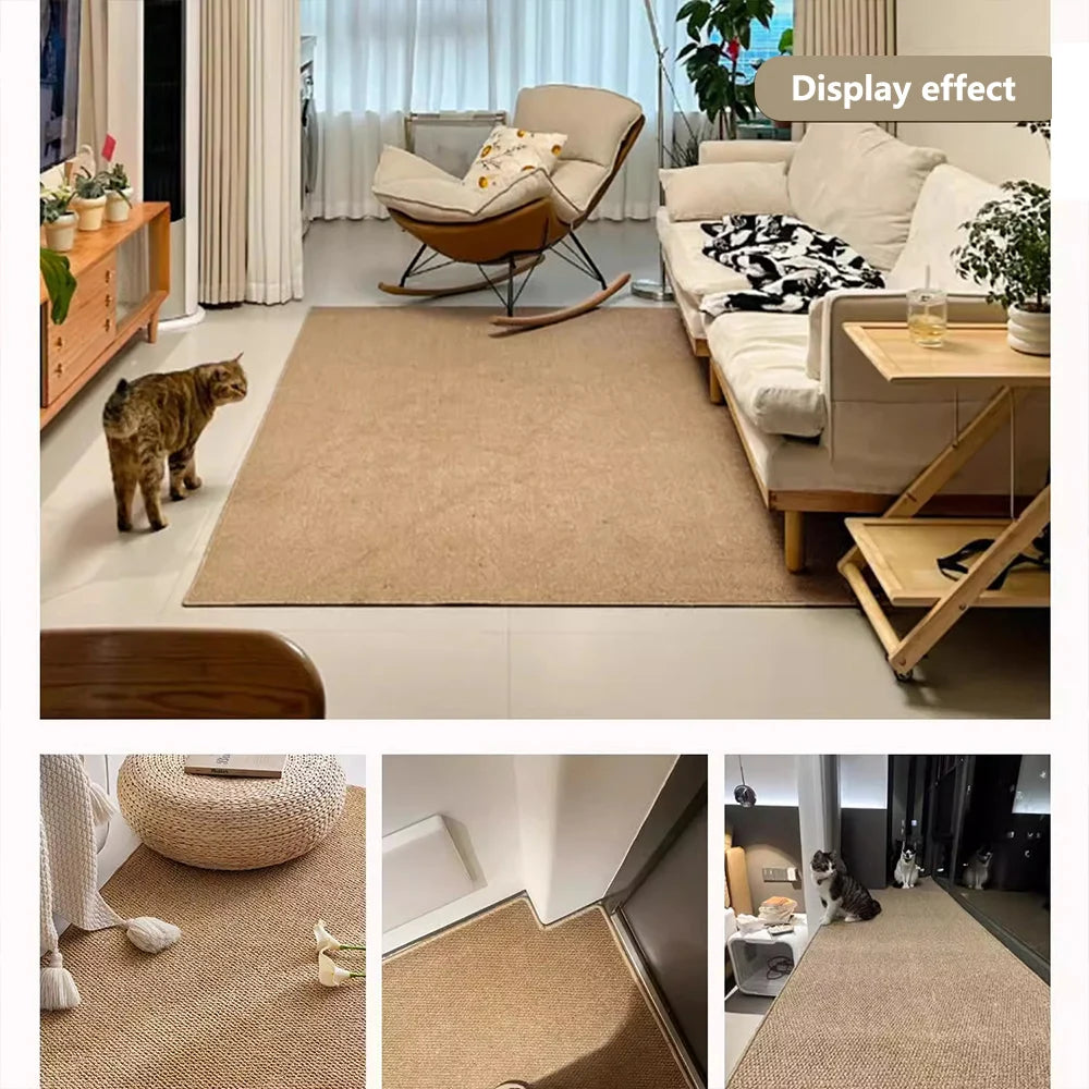 tapis moderne anti dérapant durable polyester texture tissée beige clair intérieur salon