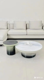 table basse moderne marbre vert blanc bois clair minimaliste ornement salon unique
