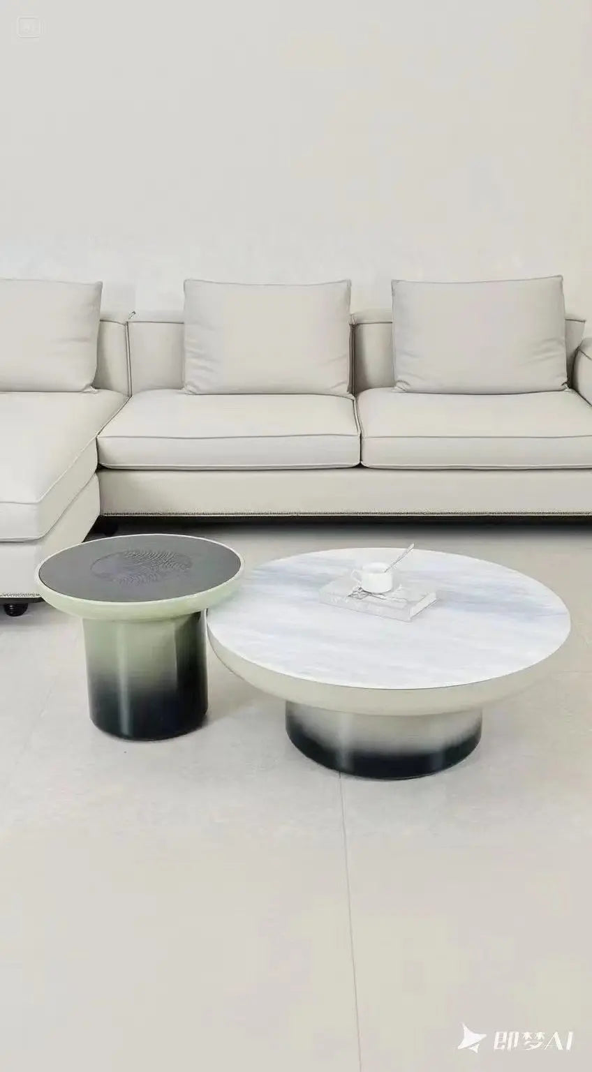 table basse moderne marbre vert blanc bois clair minimaliste ornement salon unique