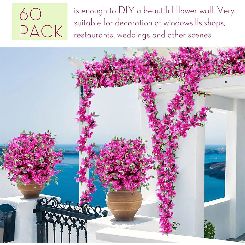 guirlande artificielle bougainvilliers rose vif fleurs feuilles moderne décoration extérieure anniversaire exposition