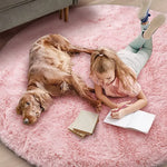 tapis rond peluche rose clair moderne salon chambre extérieur 120cm 140cm 160cm