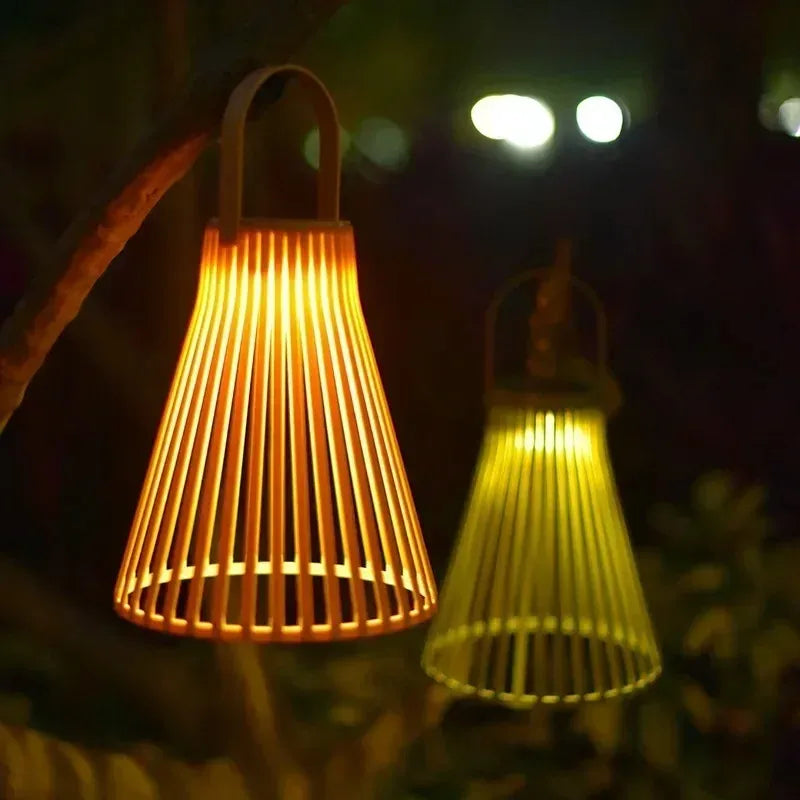 lanterne solaire suspendue moderne rayées noir blanc orange ambre étanche extérieure intérieure camping terrasse
